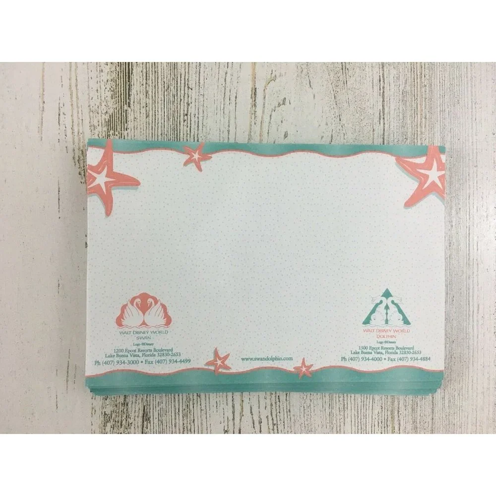Vtg Walt Disney World Swan Dolphin Hotel Note Papers Stationery